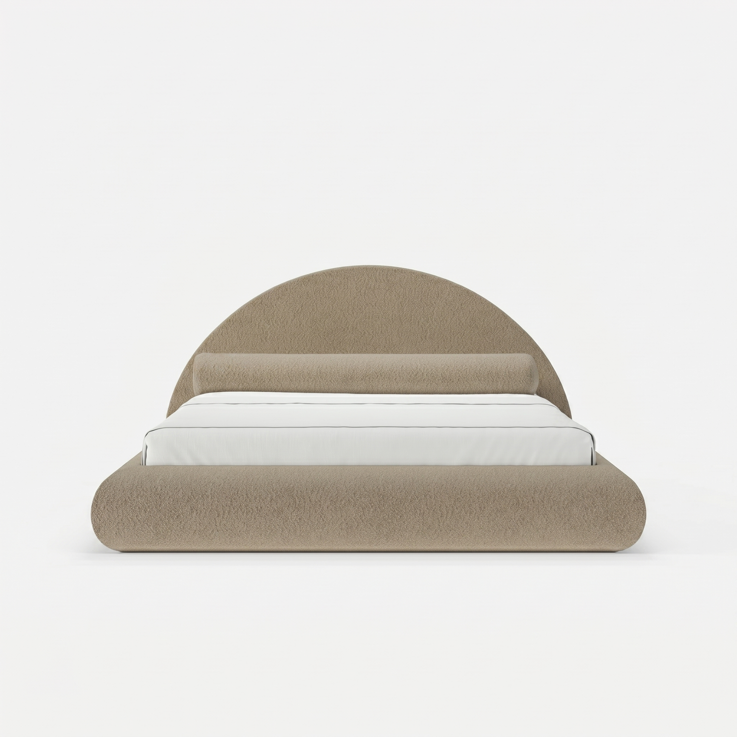 Tête de lit en mousse haute densité d’un lit nuage, tissu teddy taupe