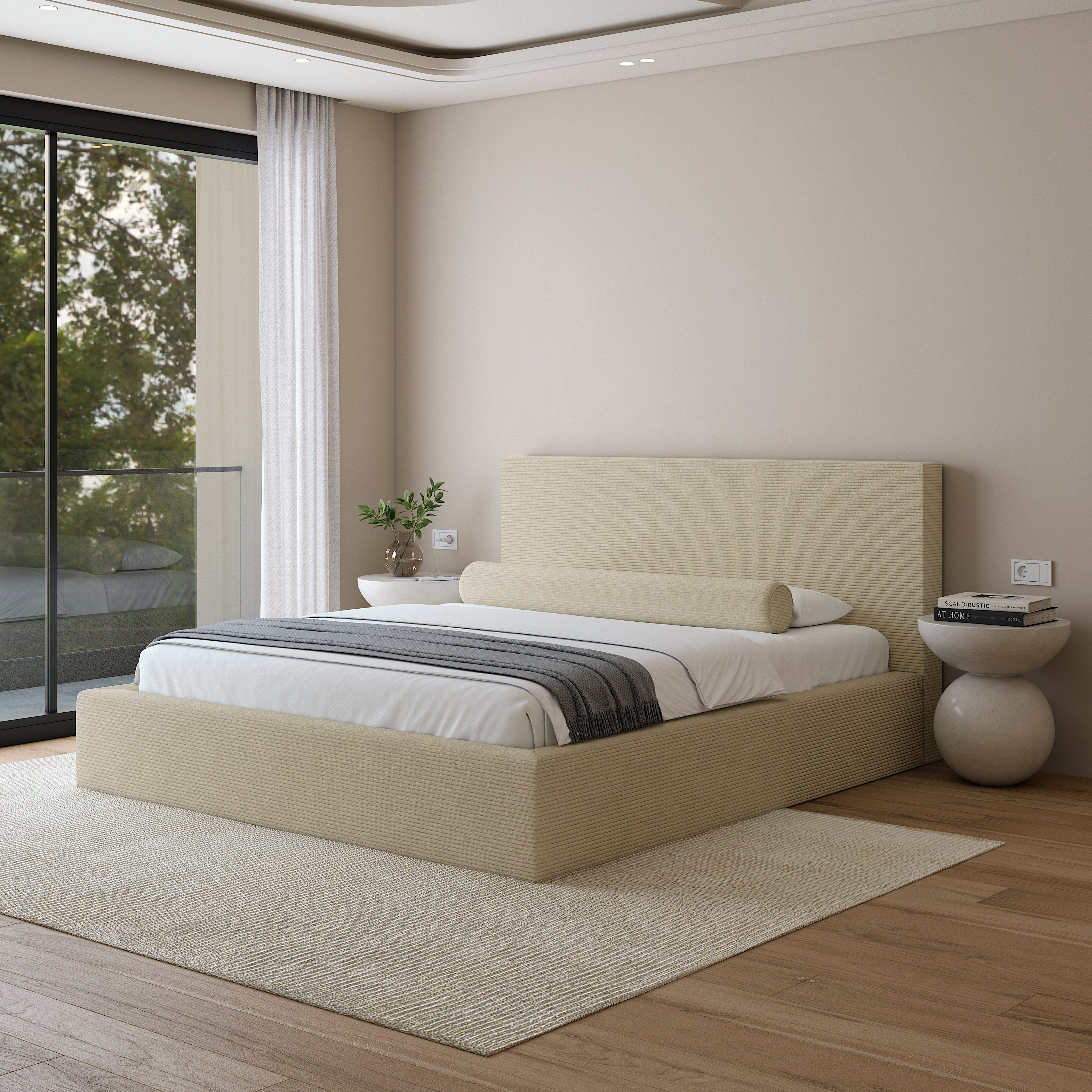 Achetez le Ostra Bed Frame en velours côtelé sable doux