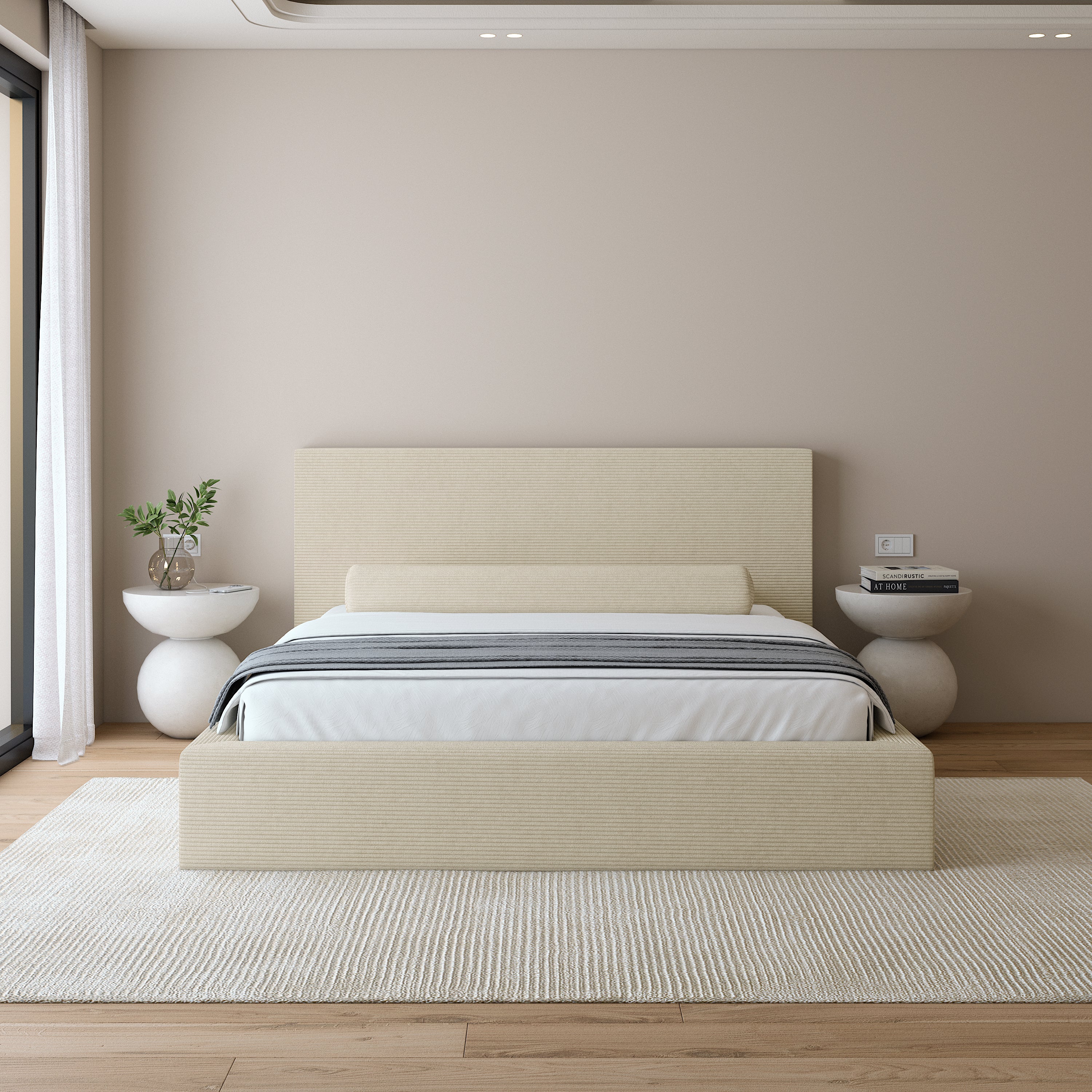 Achetez le Ostra Bed Frame en velours côtelé sable doux