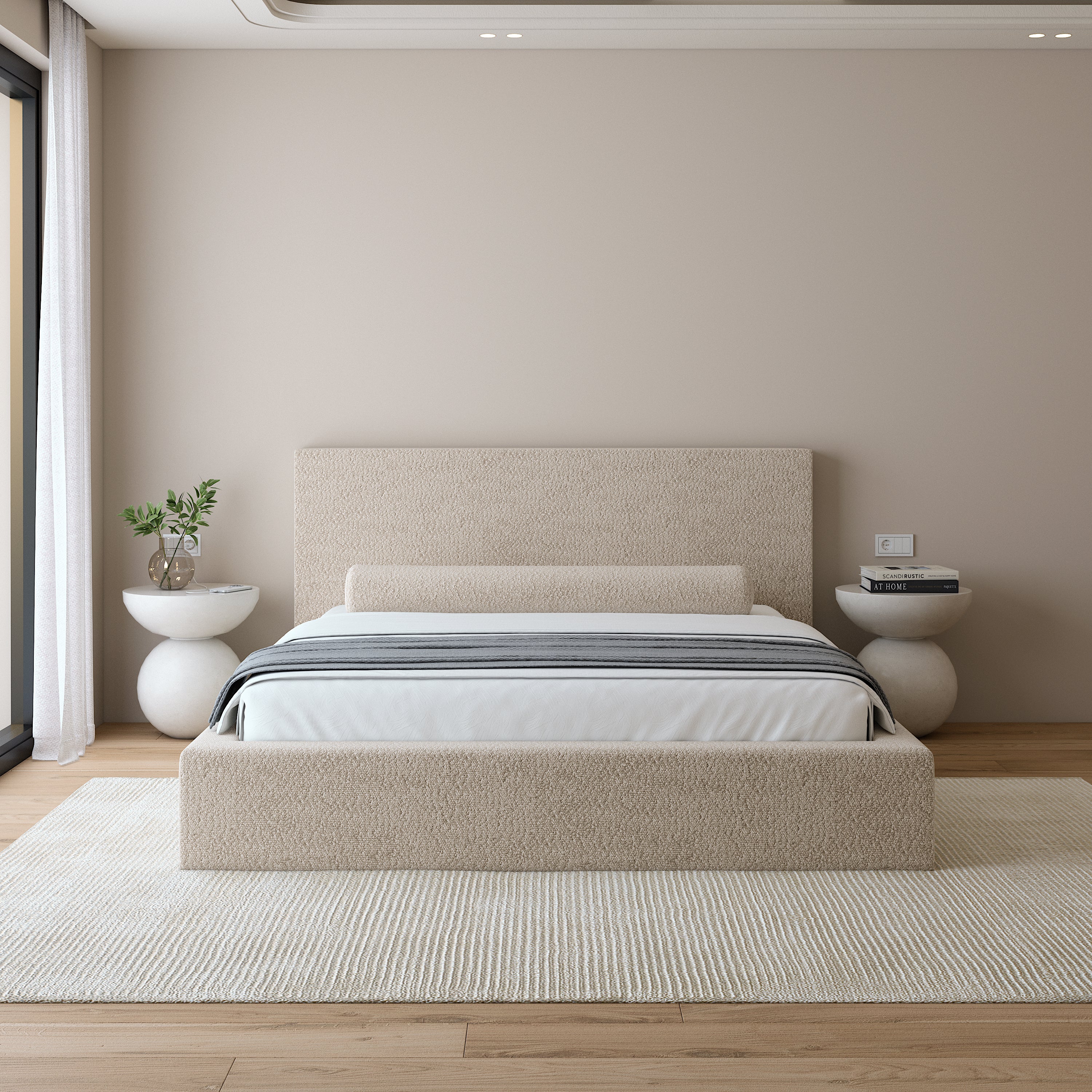 Musha Bed Frame | Lit de luxe avec tissu bouclé