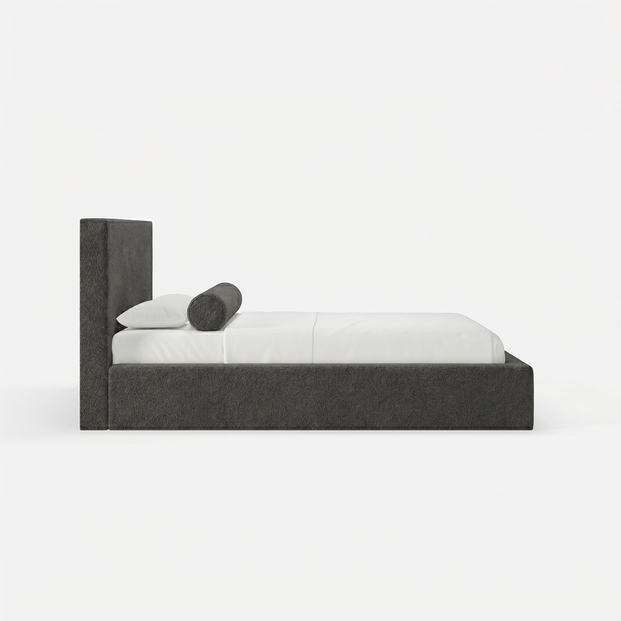 Mochi Frame King Onyx — Charcoal Bouclé Wool — Side