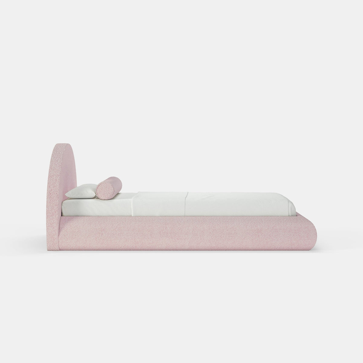Blossom, cloud bed enfant en laine bouclee rose poudre, vu de profil
