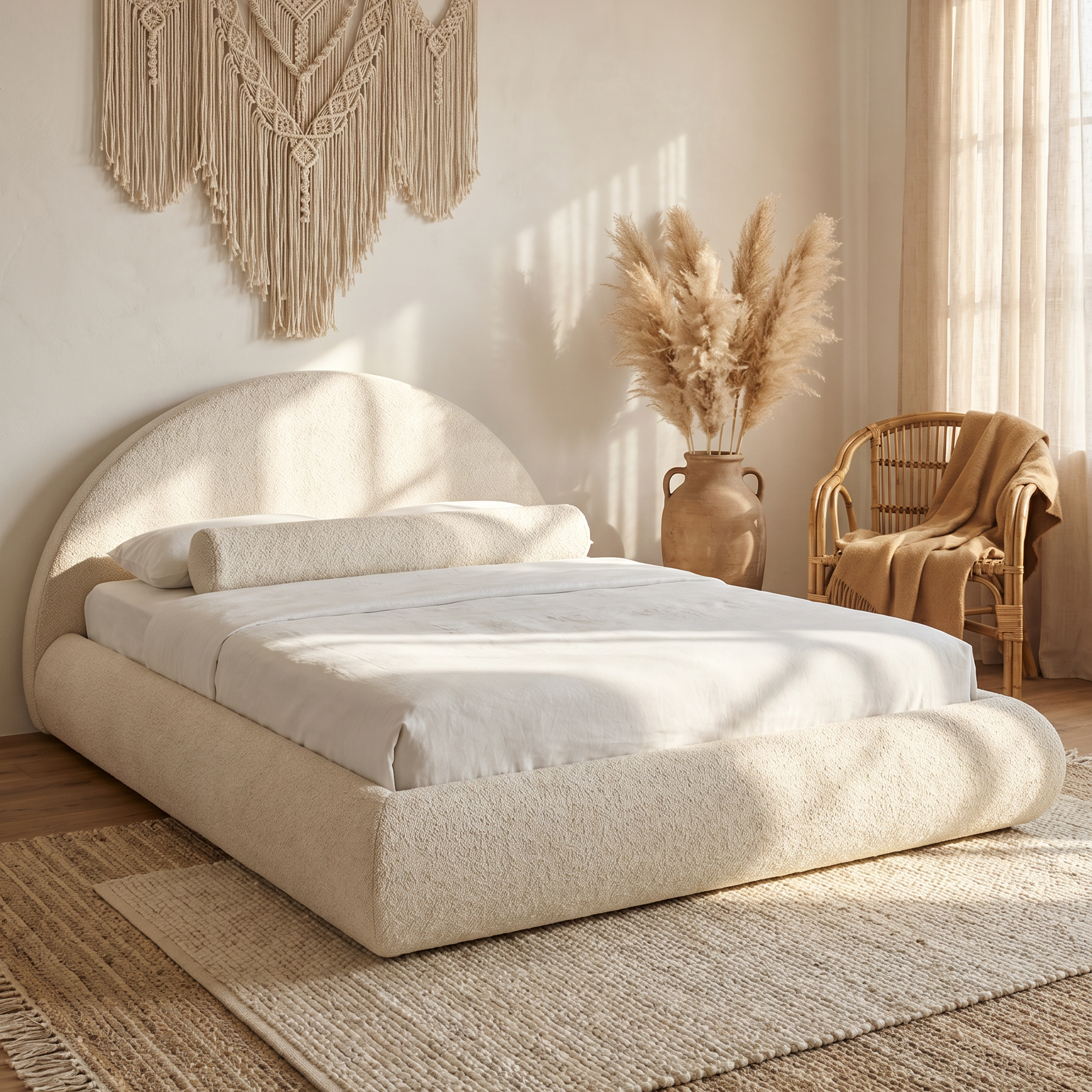 Mochi Cocoon King Cream Bouclé in Boho Soft bedroom