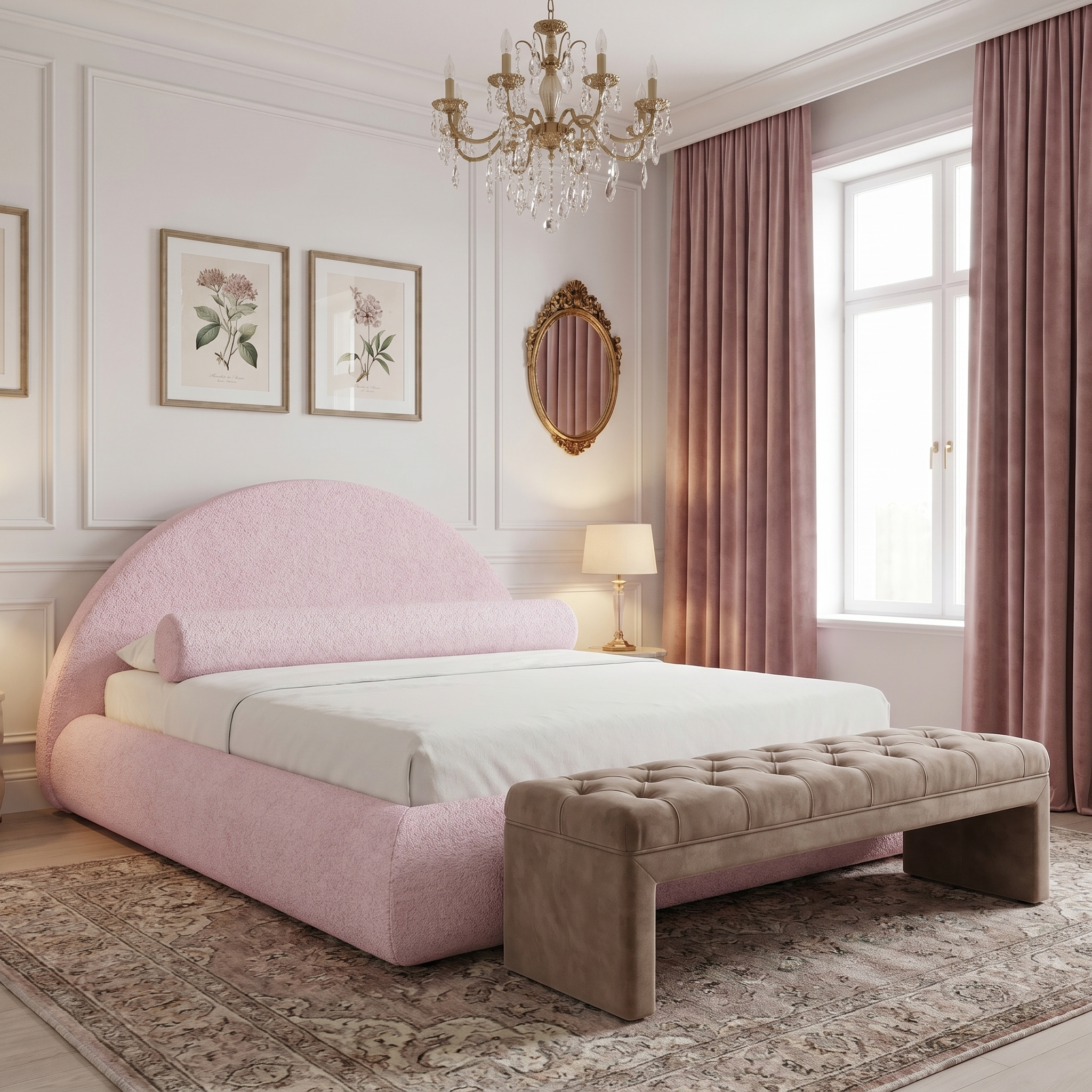 Mochi Cocoon King Powder Pink Bouclé in Boudoir Romantique
