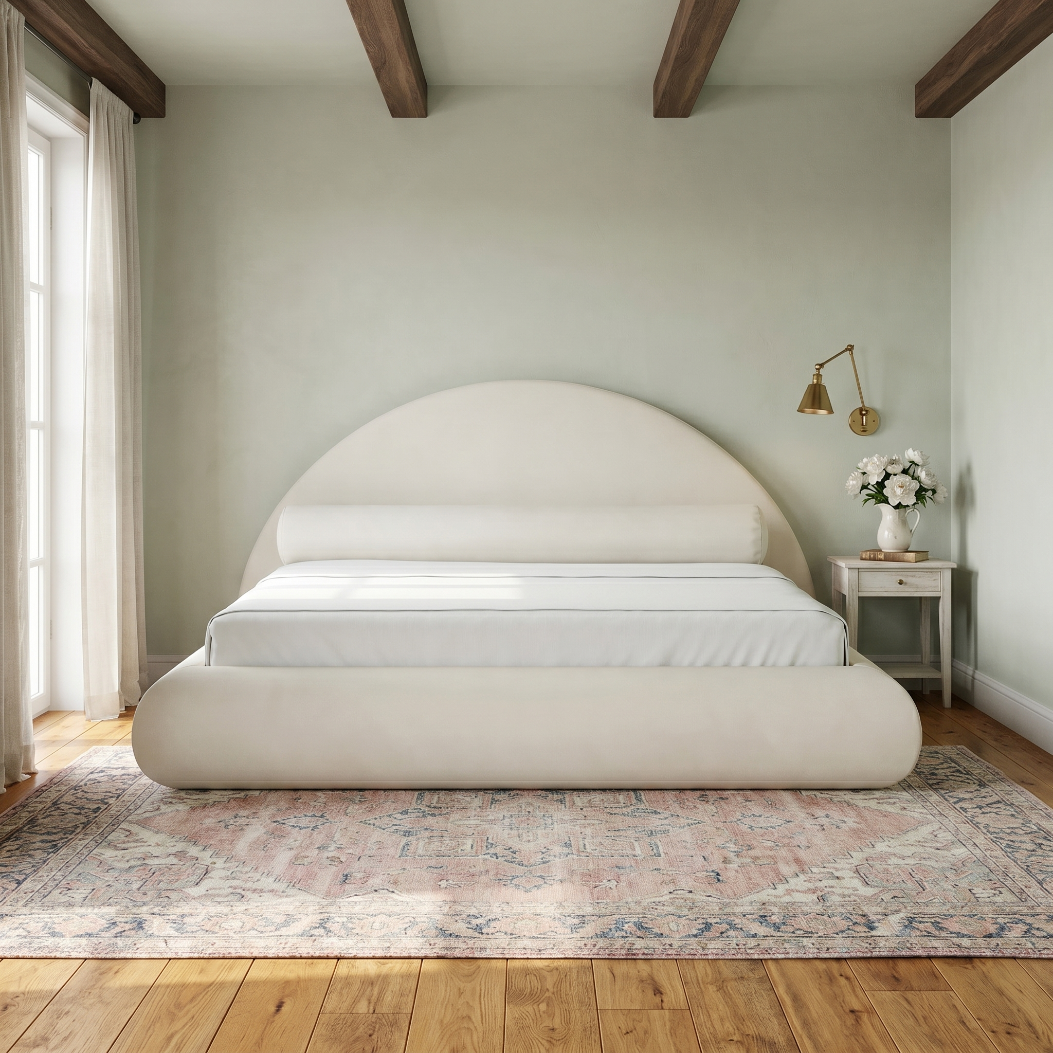 Mochi Cocoon King Suede off-white in French Country Modern — face view