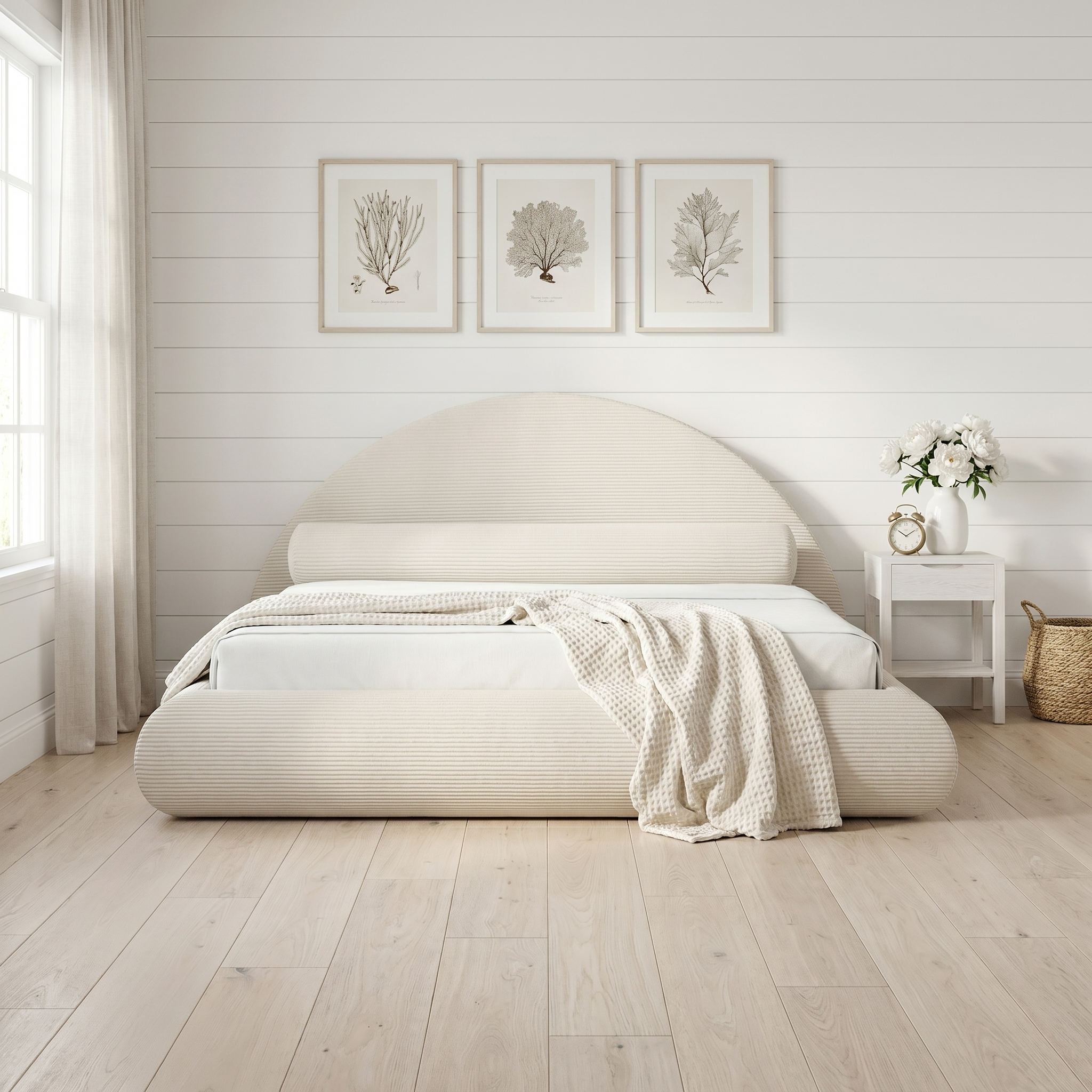 Mochi Cocoon King Corduroy Ivory in Hamptons Modern — face view