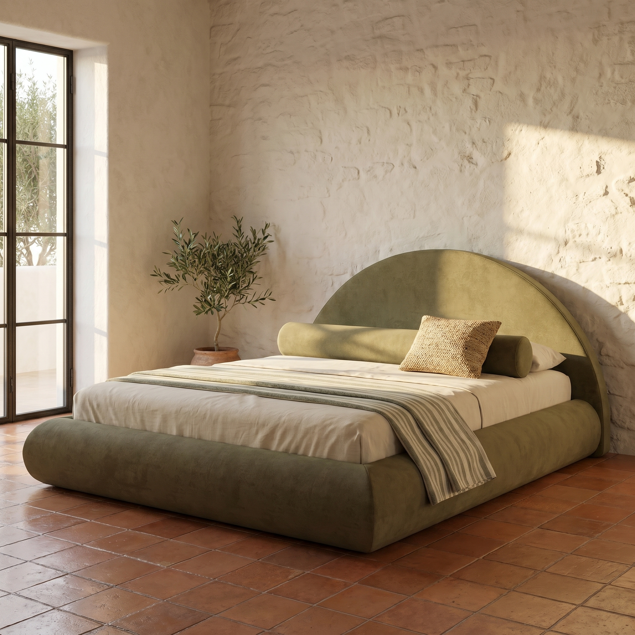 Mochi Cocoon King Suede Khaki in Mediterranean Olive Grove