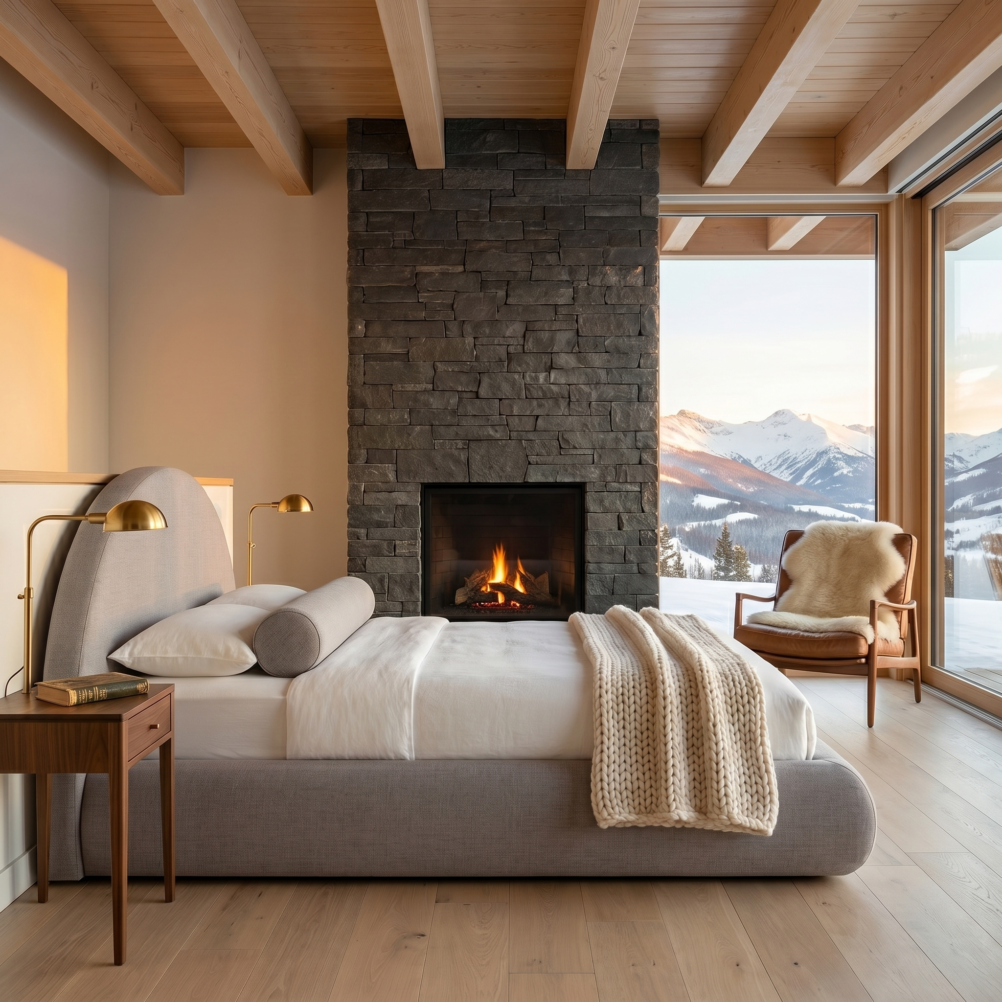 Mochi Cocoon King Polyester Gray Stone in Mountain Modern Chalet — face view