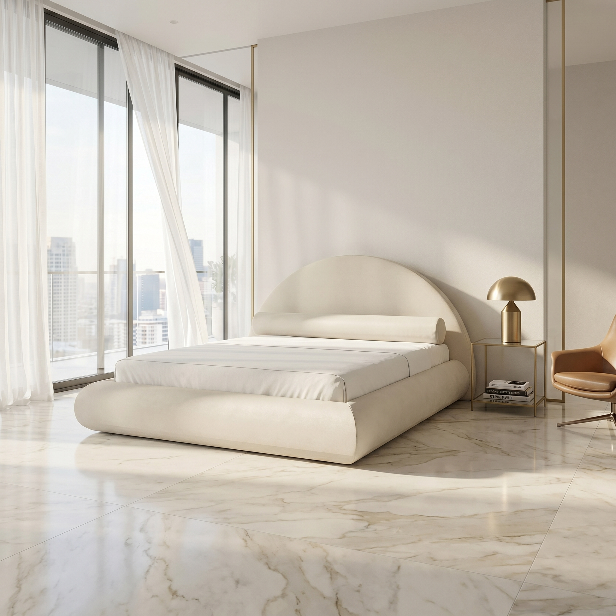 Mochi Cocoon King Suede off-white in Modern Penthouse Daytime