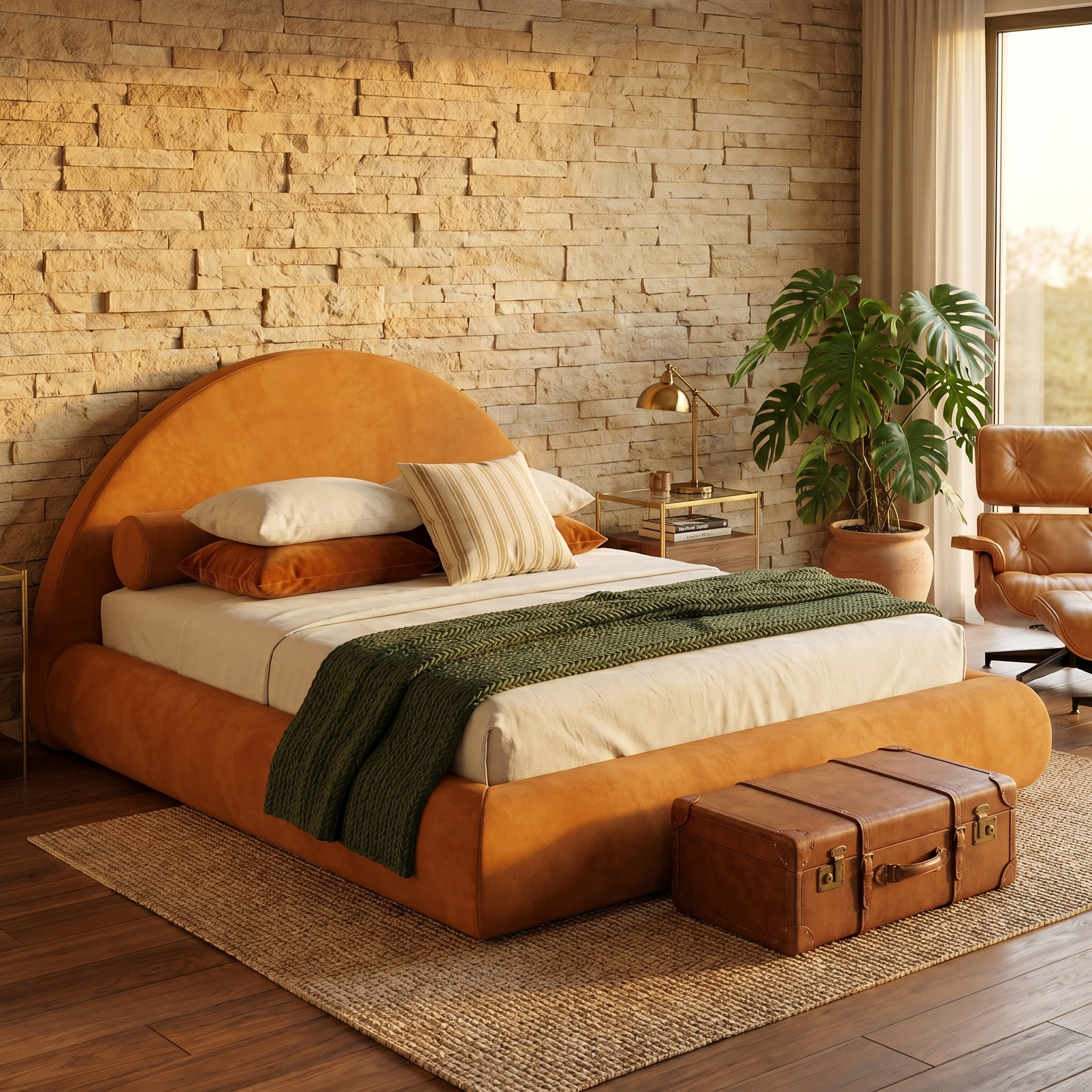 Mochi Cocoon King Suede Camel in Safari Modern Lodge