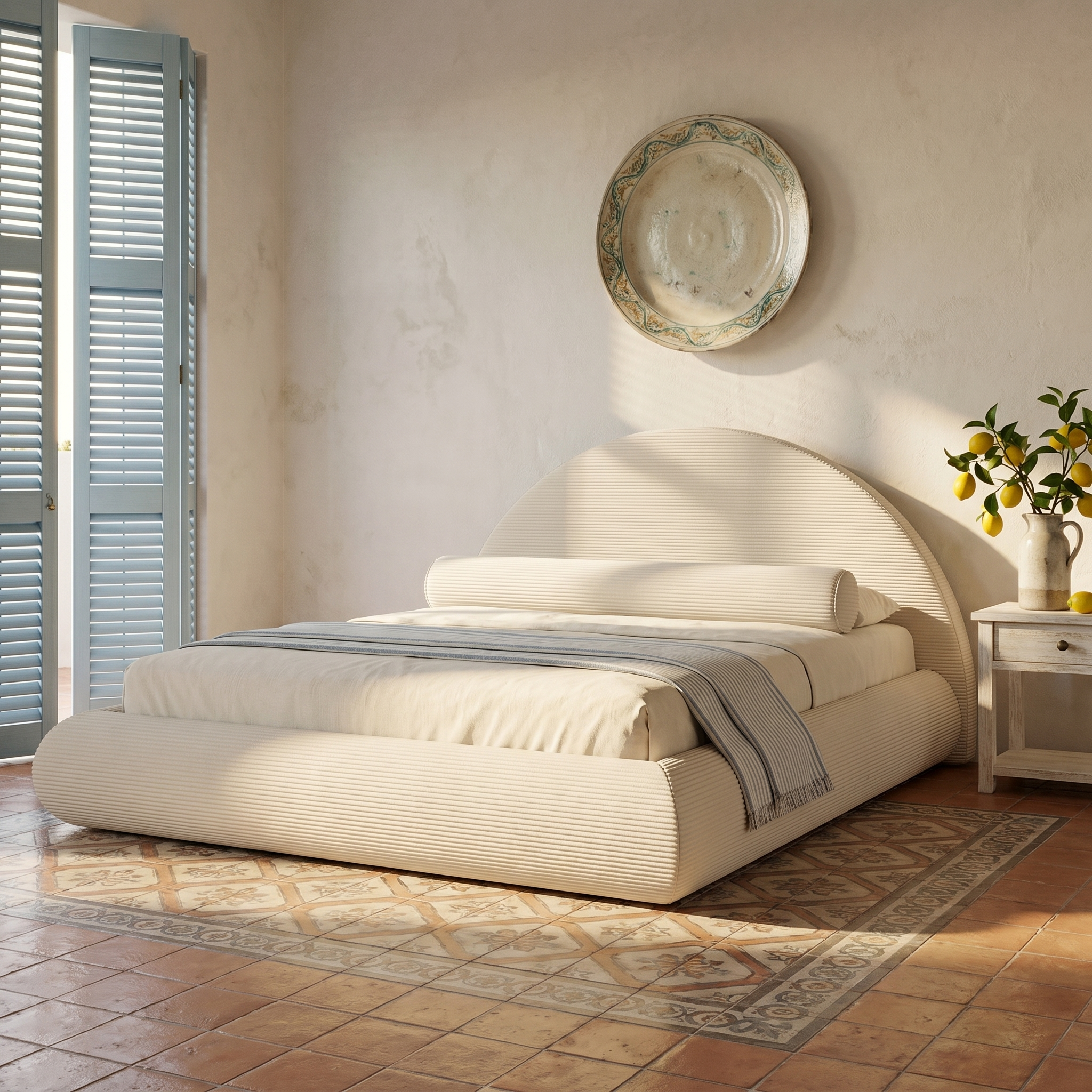 Mochi Cocoon King Corduroy Ivory in Sicilian Modern Villa