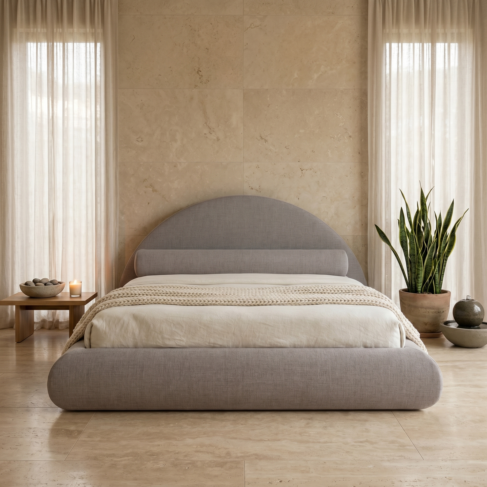 Mochi Cocoon King Polyester Gray Stone in Spa Wellness Retreat — face view