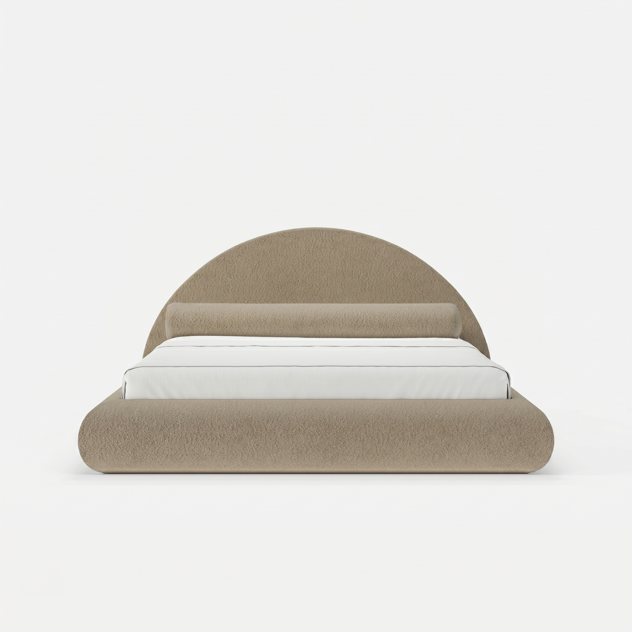 Tête de lit en mousse haute densité d’un lit nuage, tissu teddy taupe
