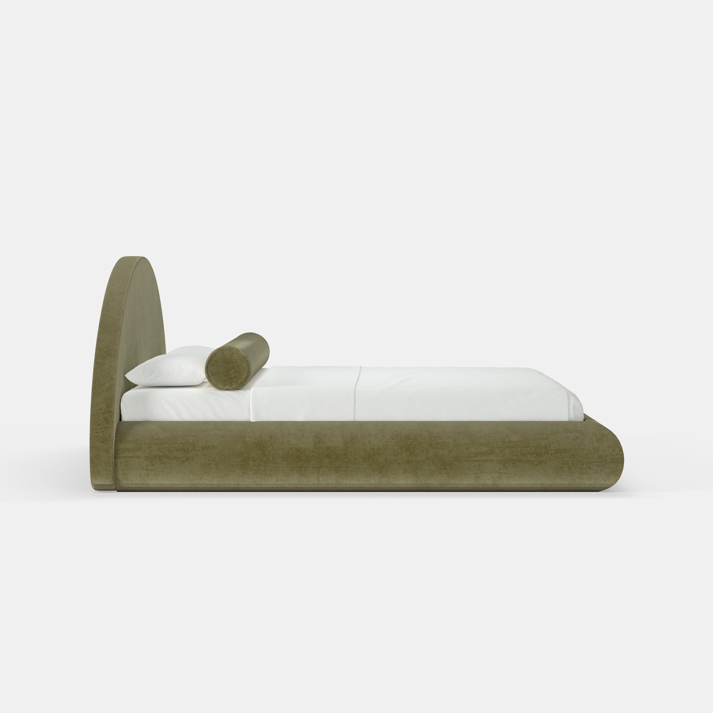 Olivra Mochi Bed – Lit Rond Élégant en Velours Suédé