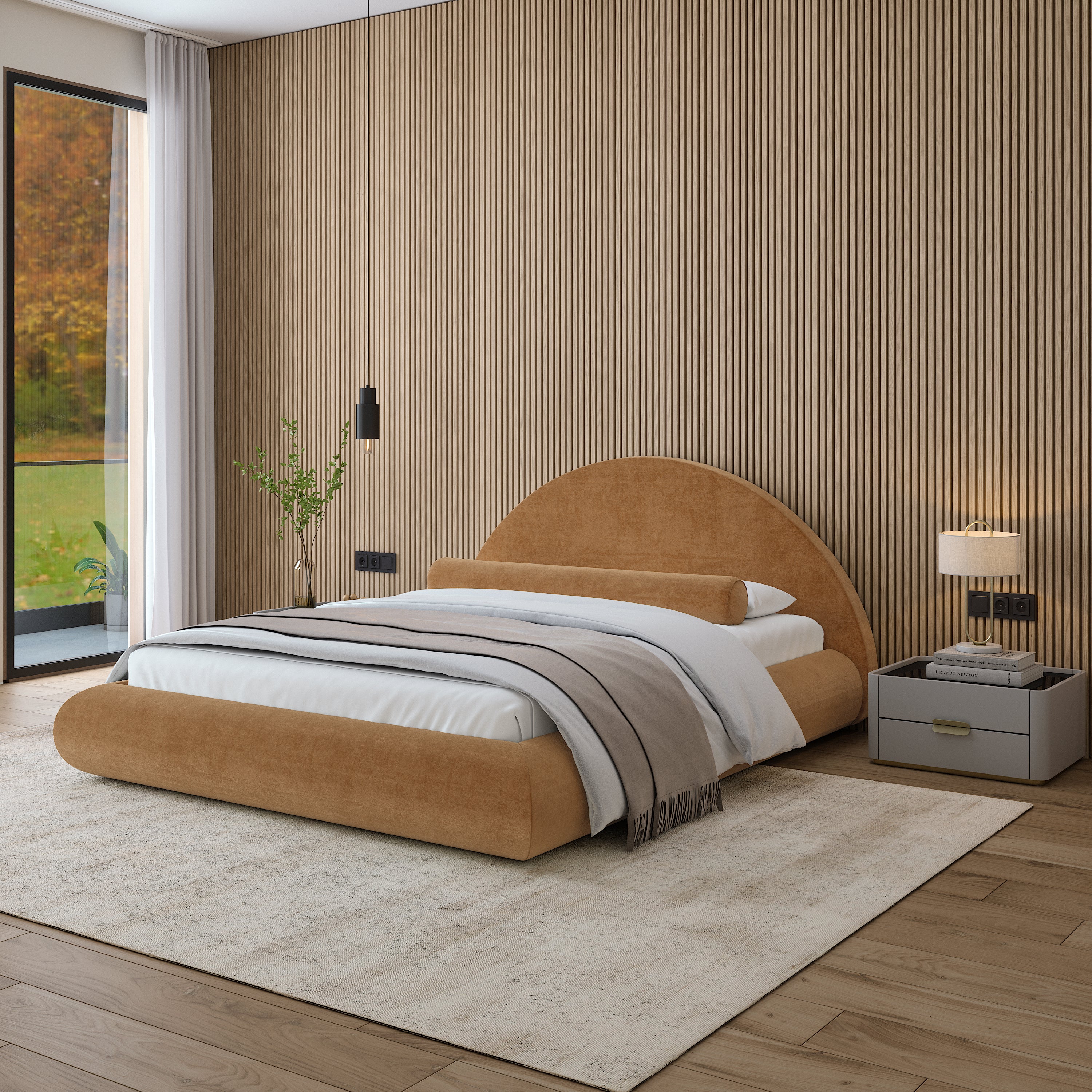 Soltan Mochi Bed – Lit Chic en Velours Ambré