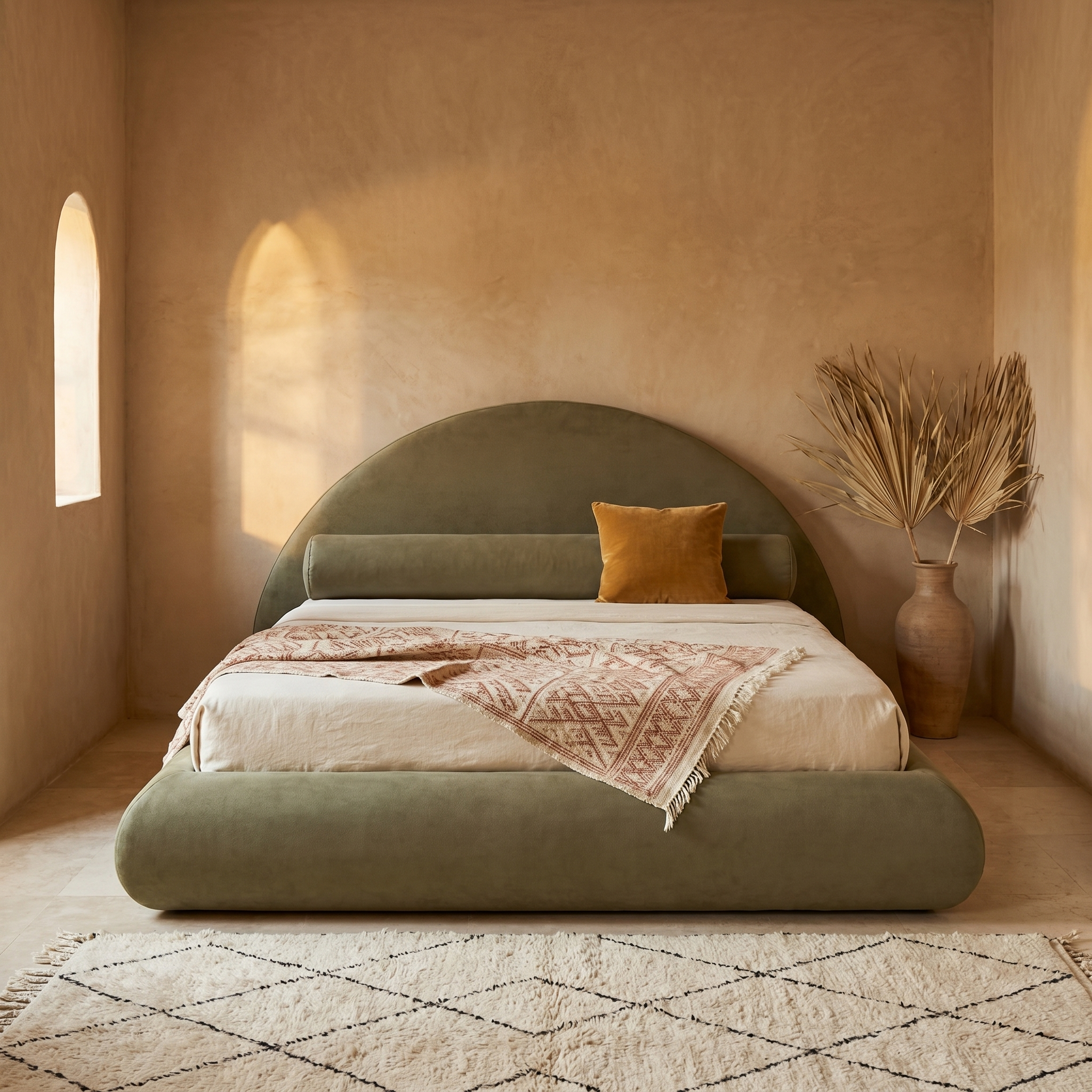 Mochi Cocoon King Suede Khaki in Berber Moroccan Rustic — face view