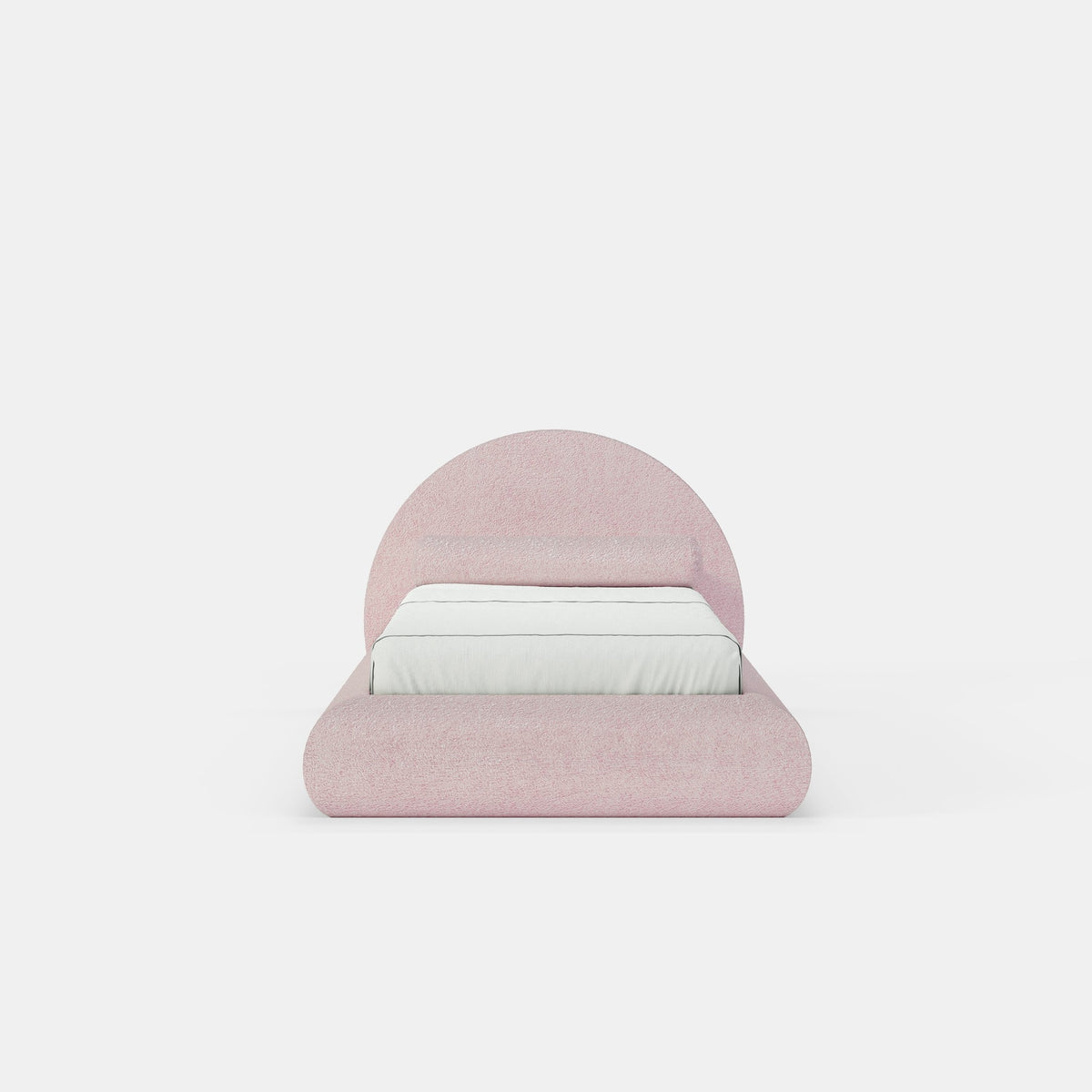 Blossom, cloud bed enfant en laine bouclee rose poudre, vu de face