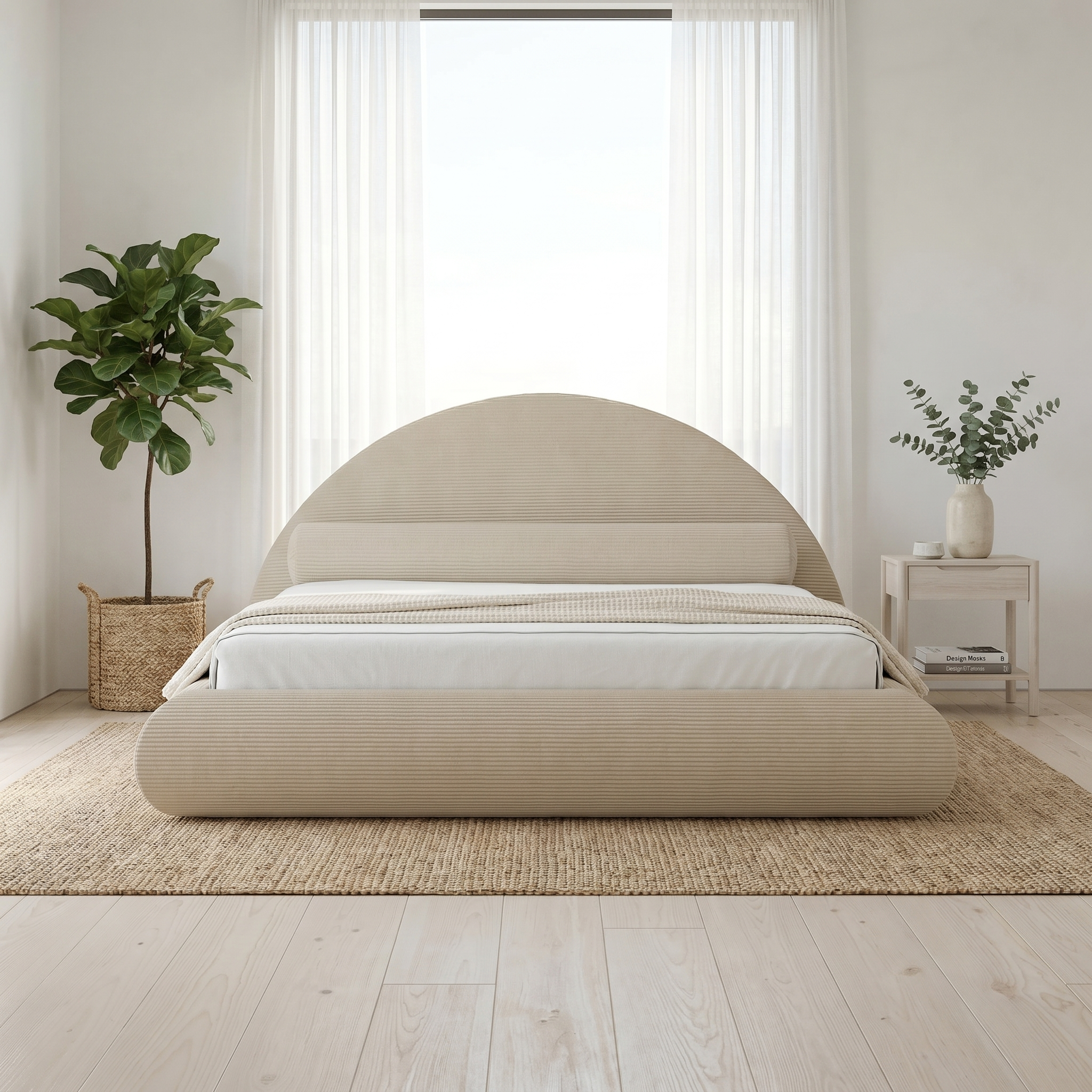 Mochi Cocoon King Corduroy Beige in Soft California Coastal — face view
