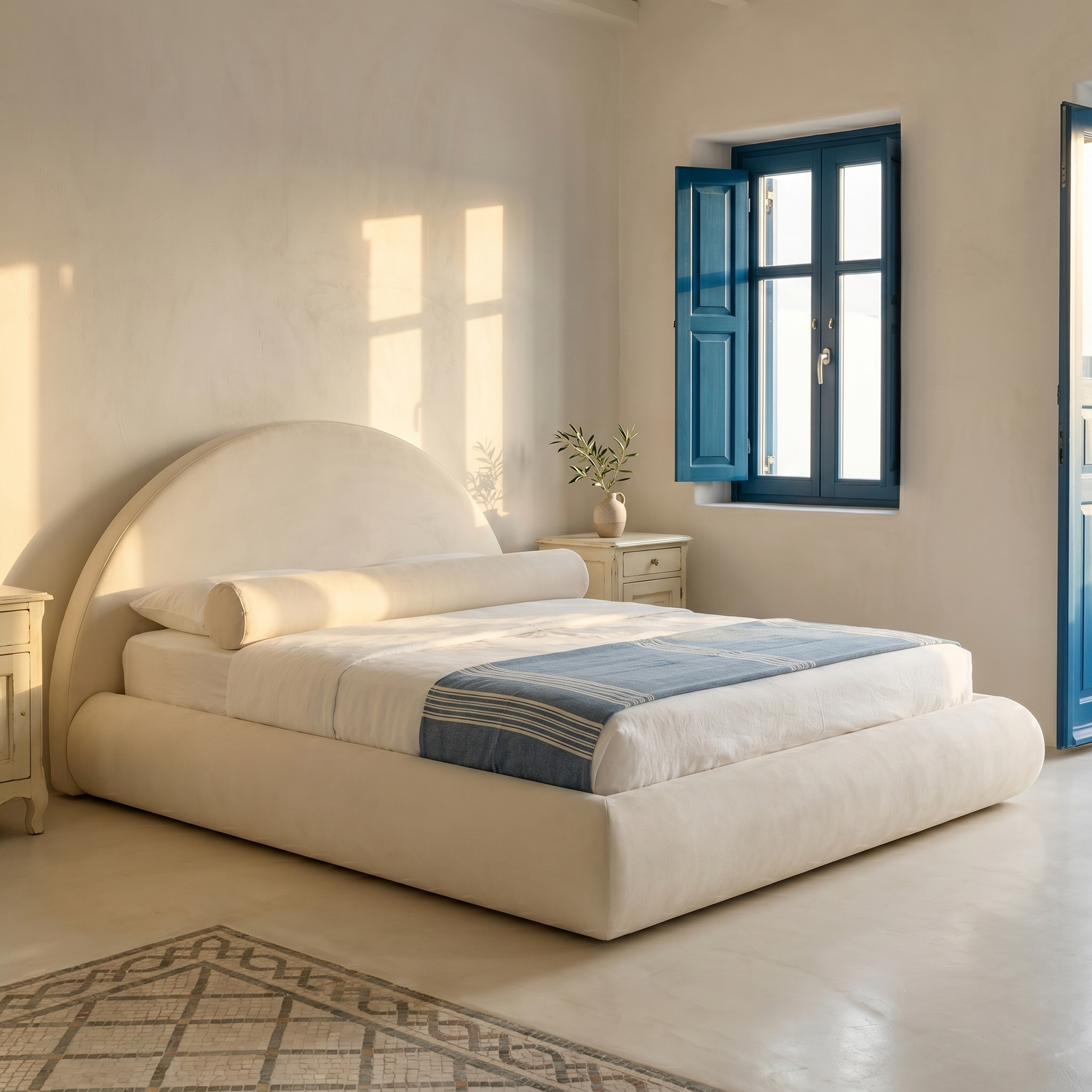 Mochi Cocoon King Suede off-white in Greek Cycladic Modern