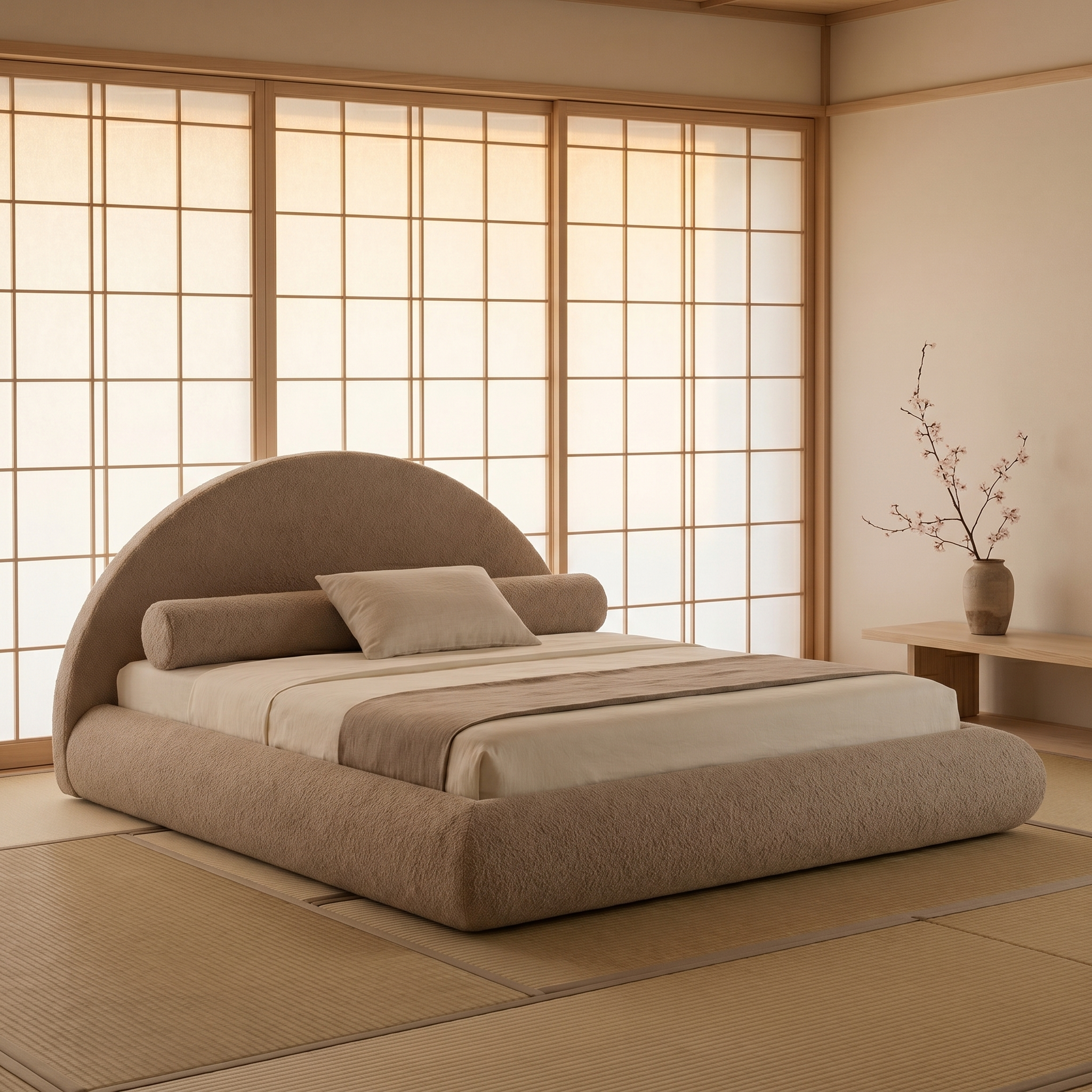 Mochi Cocoon King Teddy Beige in Modern Kyoto Ryokan