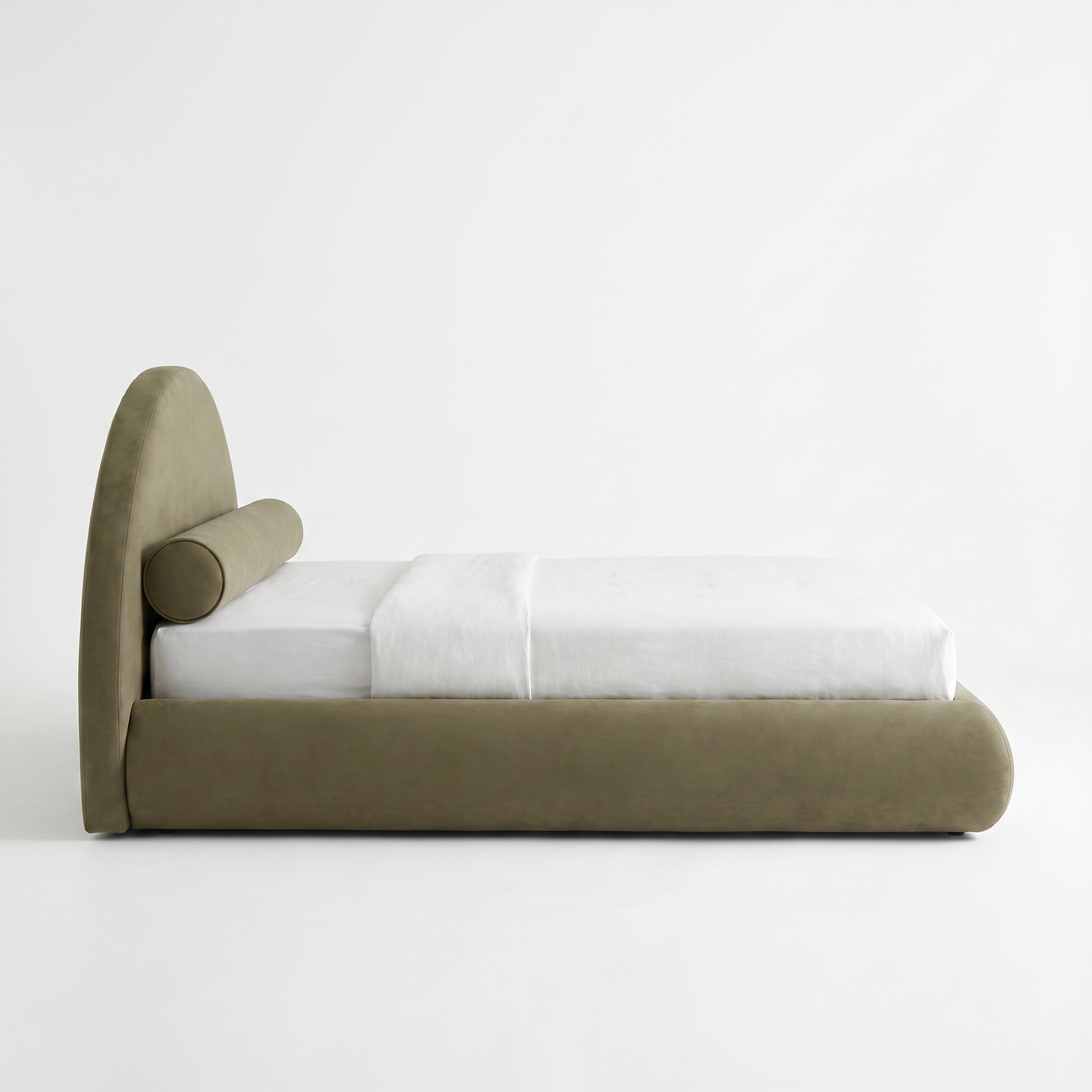 Mochi Cocoon King Suede Khaki side profile view