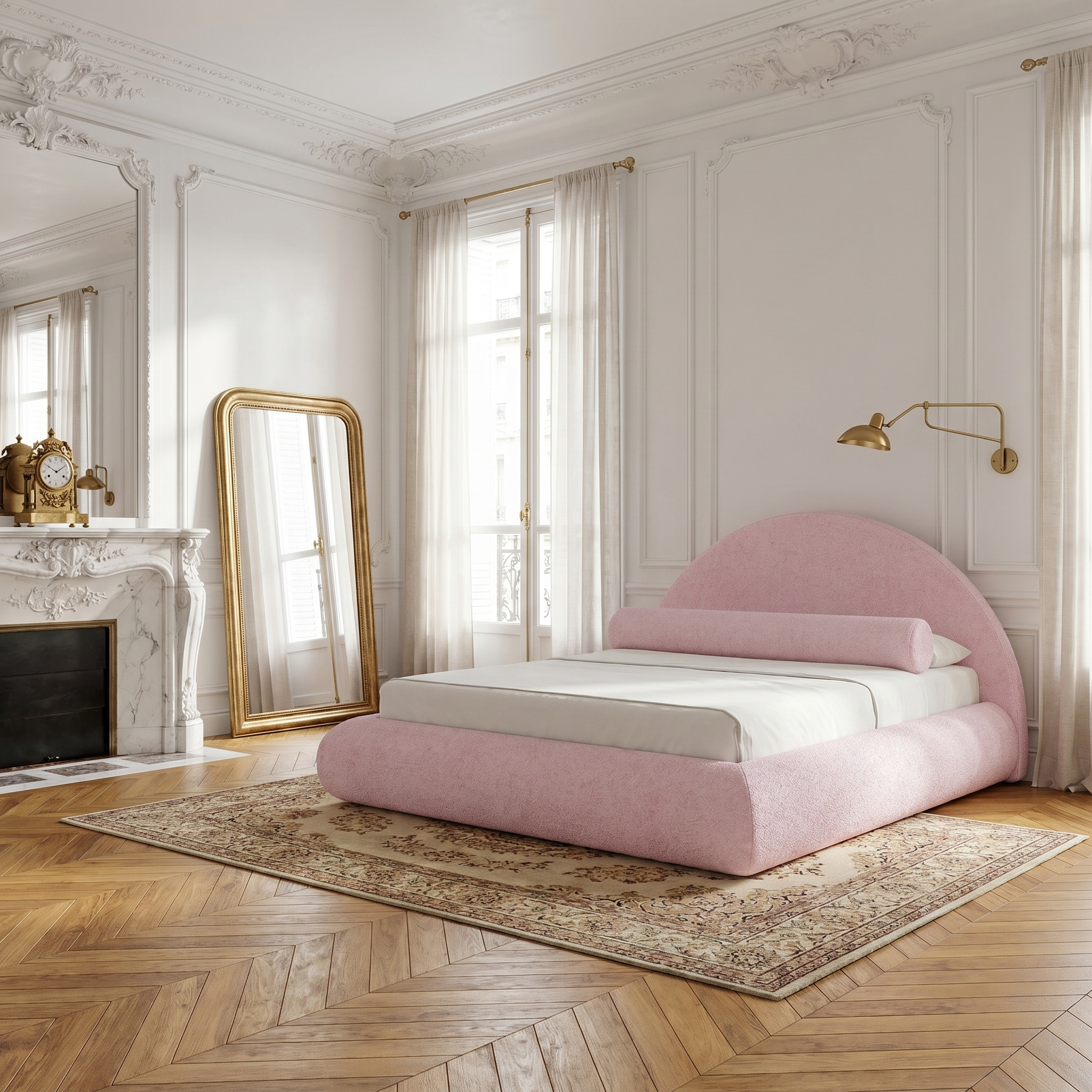 Mochi Cocoon King Powder Pink Bouclé in Parisian Haussmannien apartment