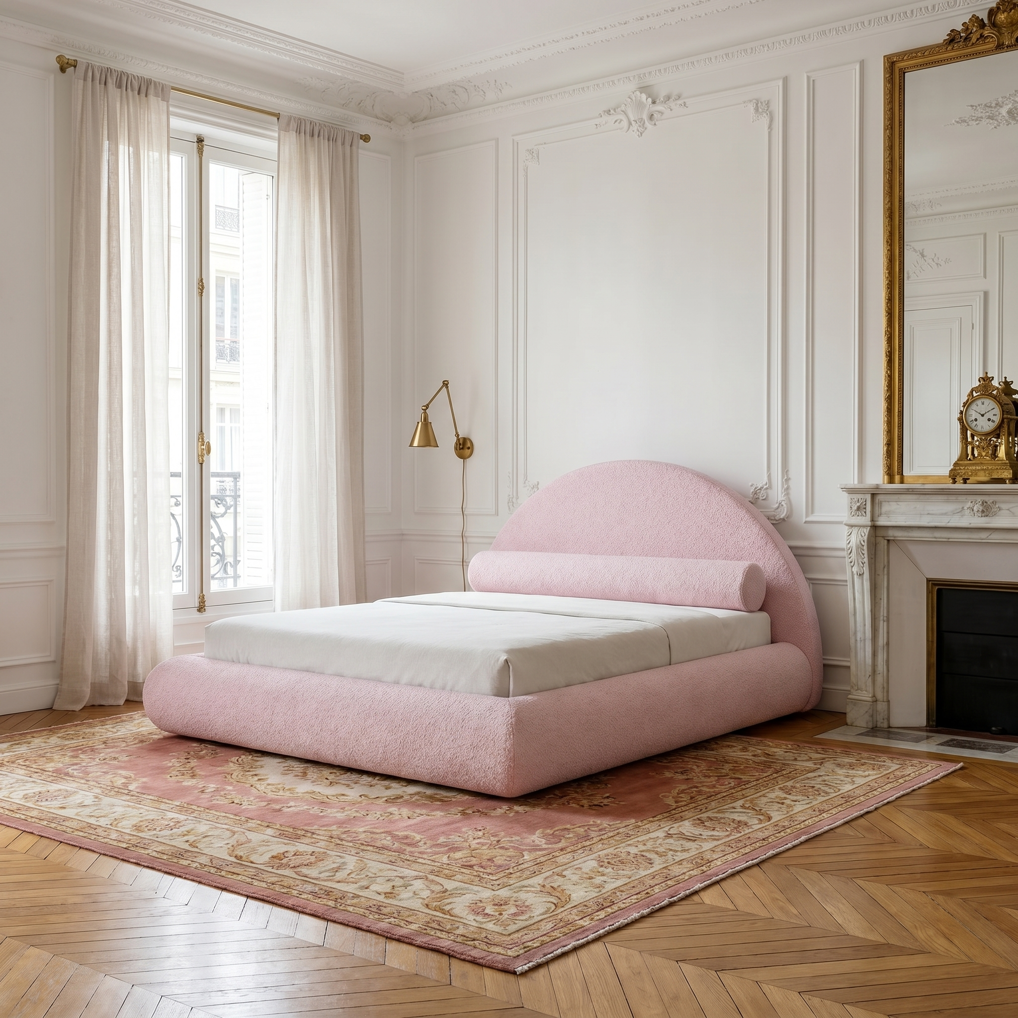 Mochi Cocoon King Powder Pink Bouclé in Parisian Haussmannien — alternate angle