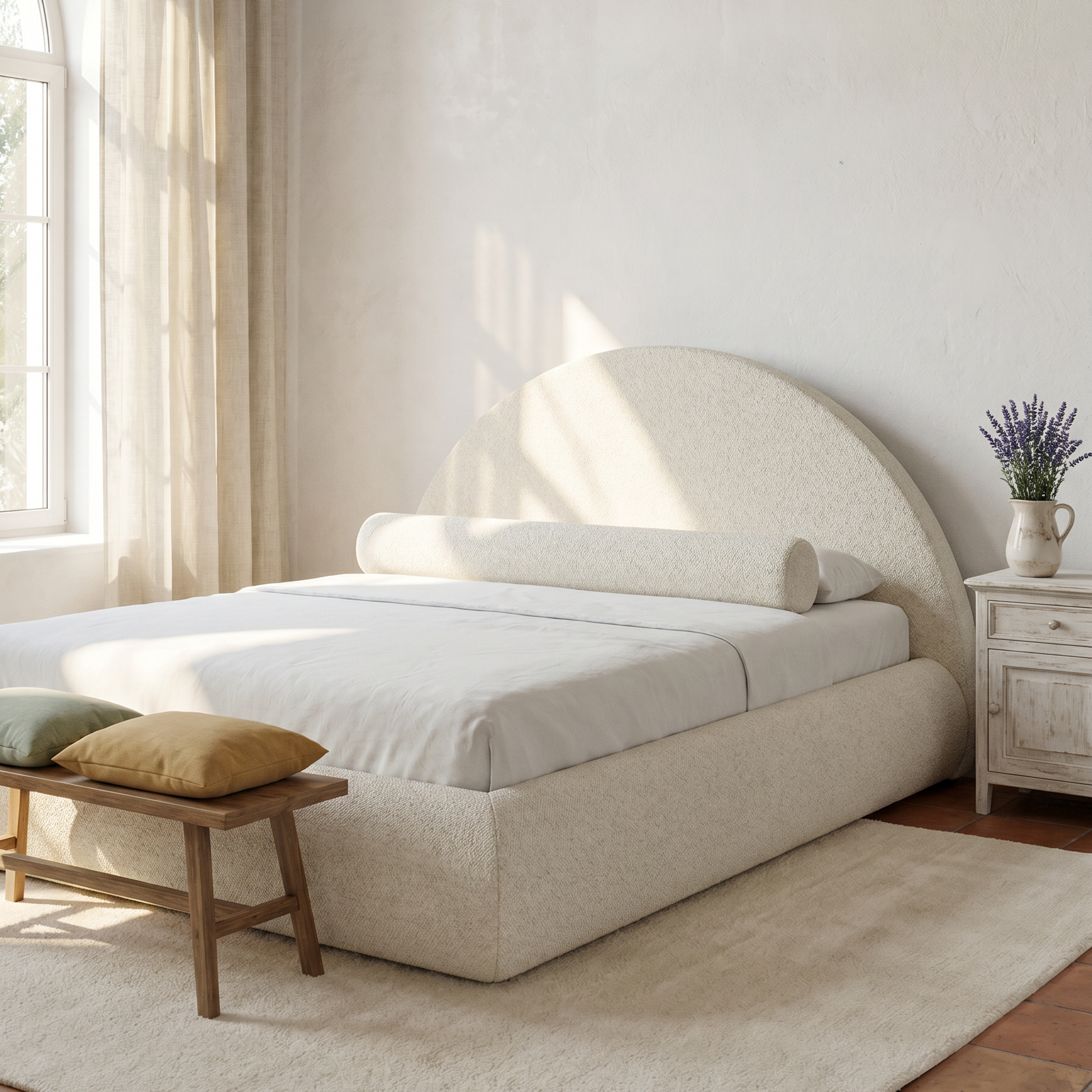 Mochi Cocoon King Cream Bouclé in Provence Modern bedroom